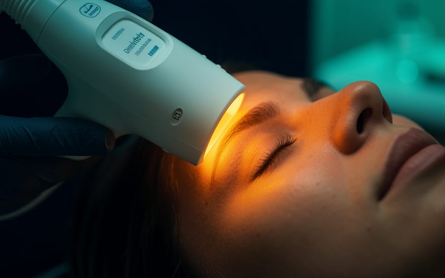 In-office dry-eye treatment applied over a patient's closed eye